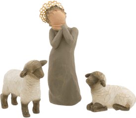 Nativity Little Shepherdess Figurine - Willow Tree Little Shepherdess Png