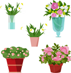 Flower Vase Collection Vector Flowers Floral - Flower Vase Clipart Png Hd