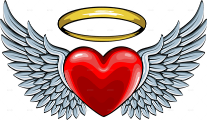 Banner Transparent Library Red Heart - Heart With Angel Wings Png