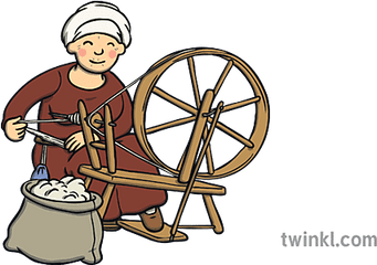Spinning Wheel And Old Woman Sleeping - Spinning Png