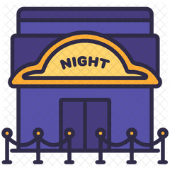 Nightclub Building Colored Outline Icon - Nightclub Icon Png