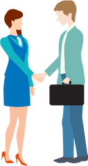 Cartoon Business Man And Woman Shake Hand Free Stock - People Greeting Each Other Png