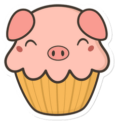 Download Cute Kawaii Pig Cupcake - Kawaii Full Size Png Cartoon Cute Kawaii Cupcakes