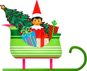 Shelf Christmas Elf Sleigh - Elf On The Shelf Clipart Png