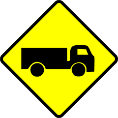 Painted Warning Sign Depicting A Truck - Trucks Caution Sign Png