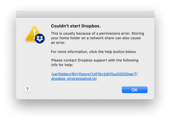 Dropbox Cant Store Files - Screenshot Png