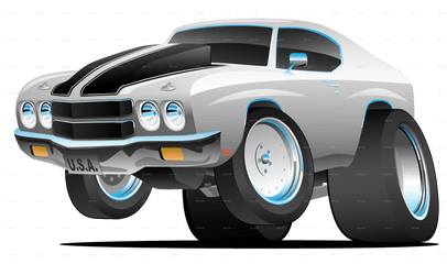 Classic Seventies Style American Muscle Car Cartoon - American Muscle Car Cartoon Png