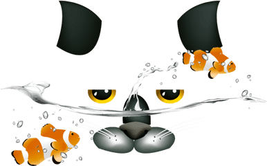 Painted Cats And Vector Goldfish Free - Peces Png