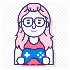 Girl Gamer Icon - Gamer Girl Cartoon Icon Png