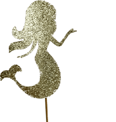 Download Mermaid Gold Glitter Cake Topper - Illustration Png Gold Mermaid Png Transparent