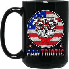 Pawtriotic 4th Of July Happy Black Mug Png