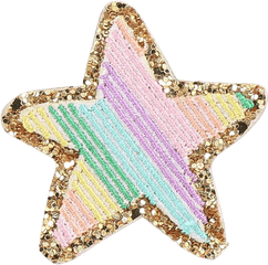 Glitter Rainbow Star Patch - Glitter Star Png