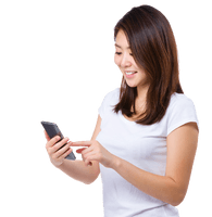 Mobile Using Girl Happy Phone - Free PNG