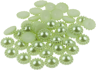 Green Flower Shape Flat Back Pearl 12mm - Circle Png