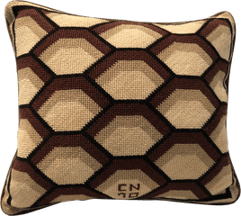 Contemporary Needlepoint Pillow In Honeycomb Pattern - Cushion Png