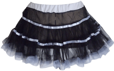 Black Frilly Petticoat With White Lace Trim - Dance Skirt Png