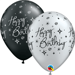 Silver Bday Elegant Sparkles - Happy Birthday Single Balloons Png