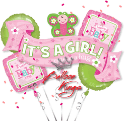 Its A Girl Butterfly Bouquet - Balloon Png