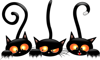 Medium Cartoon Sized To Cats Black Small - Free PNG