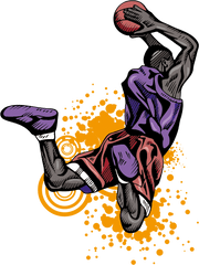 Basketball Player Slam Dunk Athlete - Basketball Dunk Clipart Png