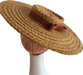 Wide Brim Tilt Straw Hat 1940s - Wicker Png