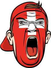 Yelling Swiss Face Png Image - Football Fan Face Transparent