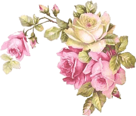 Corner Flowers Rose Pink Cream Vintage - Corner Pink Rose Vintage Png