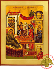 Orthodox Wooden Icon Of The Nativity - Nativity Of The Theotokos Icon Png