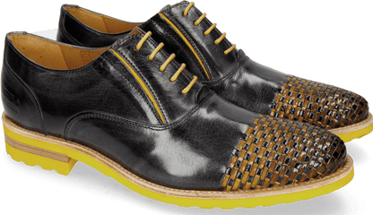 Brad 8 Navy Interlaced Yellow - Shoe Png