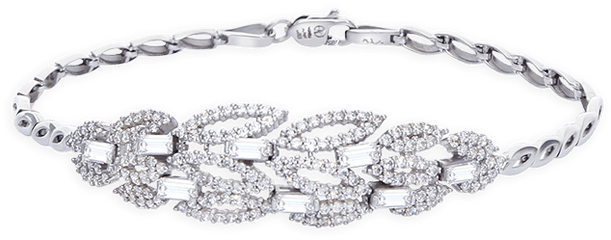 Interlaced Leaves Full Set White Gold - Bracelet Png