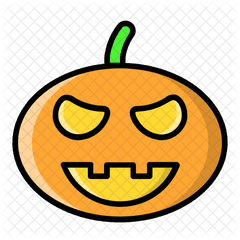 Pumpkin Head Icon Of Colored Outline - Happy Png