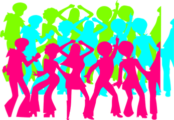 Colorful People Silhouettes In A Disco Free Image - Disco Dance Party Clipart Png