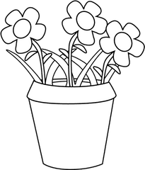 Flower Pot Clipart Black And White - Outline Image Of Flower Flower Pot Clipart Black And White Png