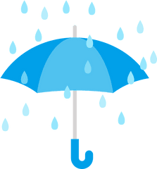 Open Blue Umbrella In The Rain Clipart - Blue Umbrella With Rain Png