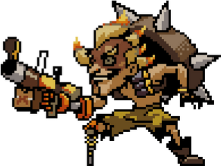 Overwatch Pixel Art Junkrat And Roadhog - Overwatch Junkrat Pixel Spray Png