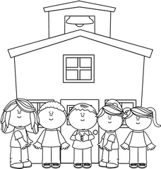 School House Clipart Png - Cute Kids Clipart School Black And White