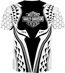 Harley Davidson Motorcycle Black And White Full Over Print 1242 - Aquaman Shirts Png