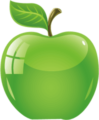 Transparent Green Apple Png Download - Cartoon Green Apple Png