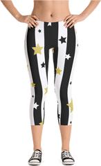 Golden Stars And Stripes Capri Leggings U2013 Comf - Teeu0027s Clothing Png
