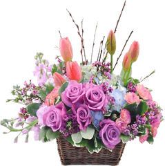 Pastel Flowers - Arrangements In Easter Baskets Hd Png Easter Flower In A Basket