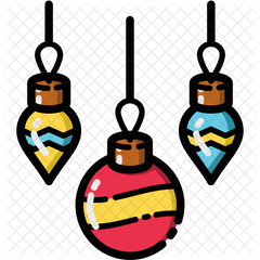 Christmas Bulb Icon Of Colored Outline - Clip Art Png