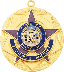 Circlular Purple Heart Medal With Five - Solid Png