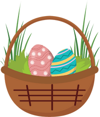 Easter Egg Basket Grass Flat Icon - Easter Egg Png