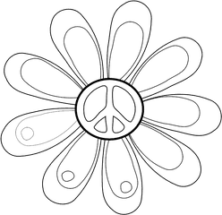 Download Hd Peace Symbol Sign Flower 82 Black White - Daisy Vinyl Decal Png