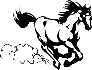 Horse Running Clip Art - Horse Running Clipart Black And White Png