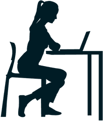 People Sitting - Silhouette Person At Desk - Free PNG