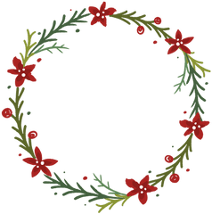 Flowery Christmas Wreath - Floral Png