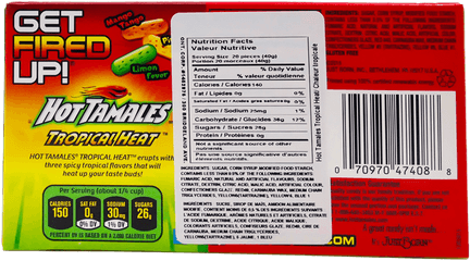 Hot Tamales Tropical Heat Theater Box - Nutrition Facts Label Png