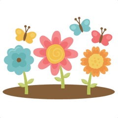 Spring Flowers With Butterflies Svg Cutting Files - Flower And Butterfly Clip Art Png