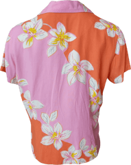 Orange And Pink Tropical Short Sleeve Button Up By Liz Claiborne - Zinnia Png